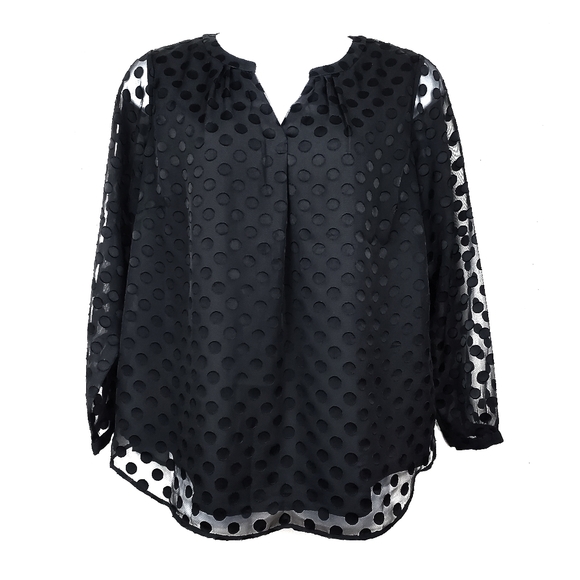 Talbots Tops - TALBOTS Black Burn Out Polka Dot Top 0X
